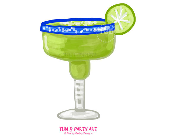 570x456 Margarita Clipart, Margarita Glass, Invitation Art, Watercolor