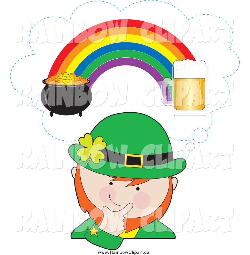 1024x1044 Vector Clip Art Of A Leprechaun Thinking Of Beer And A Pot Of Gold