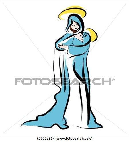450x493 Virgen Maria, Y, El, Jesus., Navidad, Illustration. Clipart