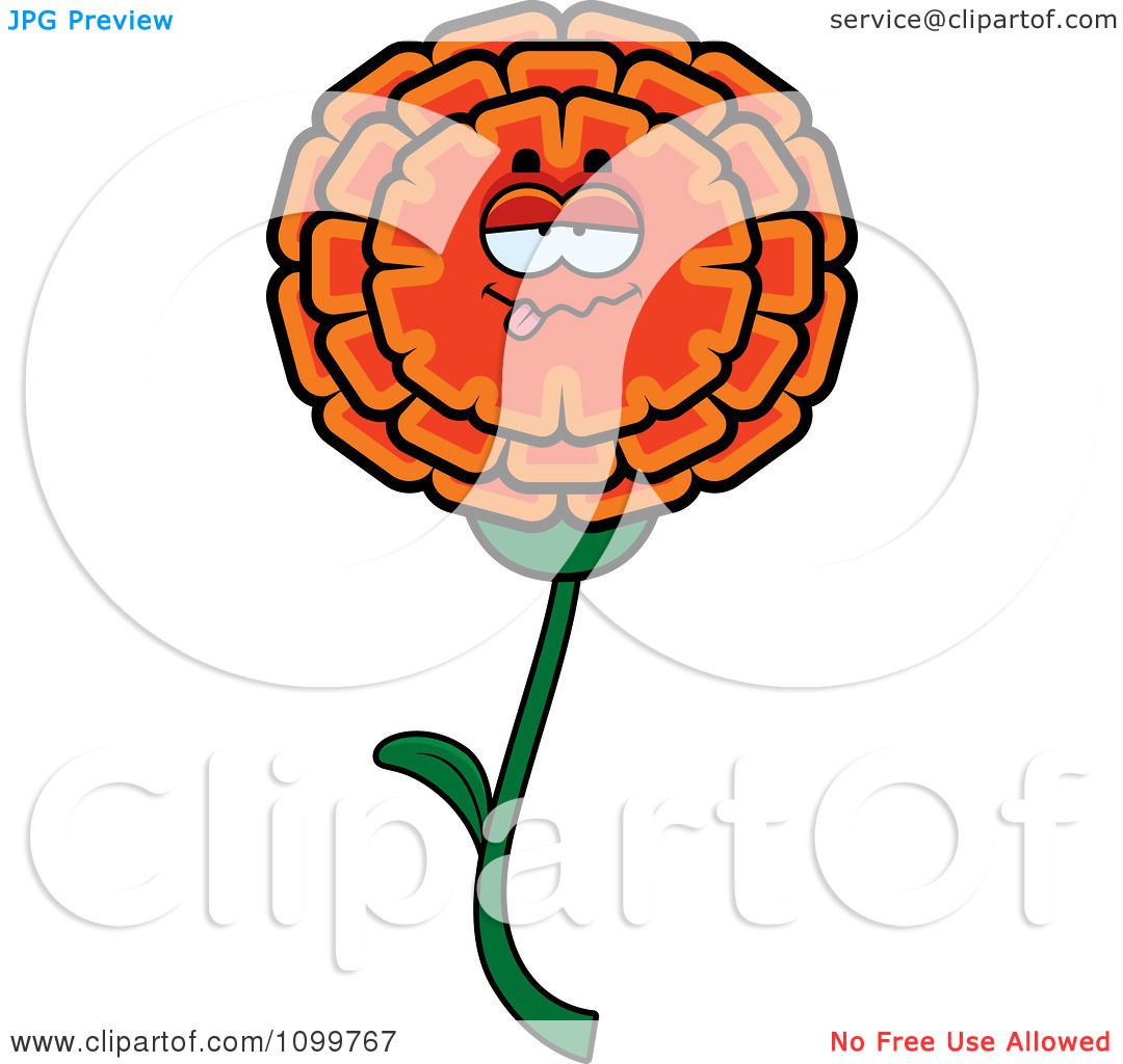 1080x1024 Clipart Sick Marigold Flower Character