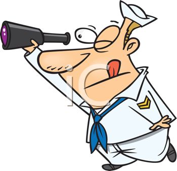 350x339 Royalty Free Cliprt Image Cartoon Of Sailor Looking Through