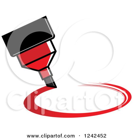450x470 Clipart Of A Red Marker Pen Drawing A Circle