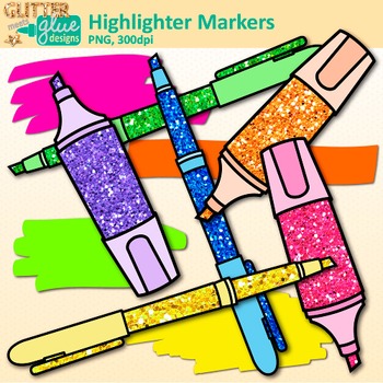 350x350 Highlighter Marker Clip Art Neon Back To School Supply Graphics
