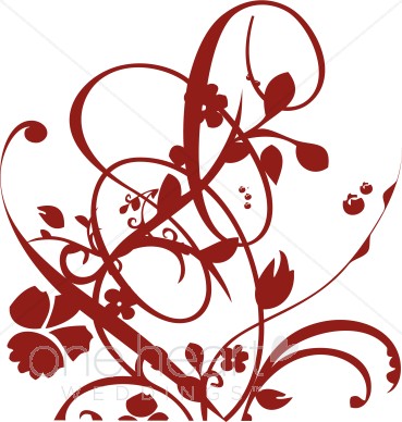 369x388 Red Vine And Floral Flourish Clipart Color Variations Wedding Clip
