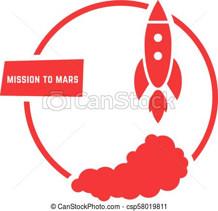 450x435 Red Mission To Mars Logo. Concept Of Sputnik, Futuristic Vector