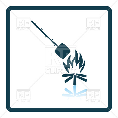 400x400 Icon Of Camping Fire With Roasting Marshmallow Royalty Free Vector