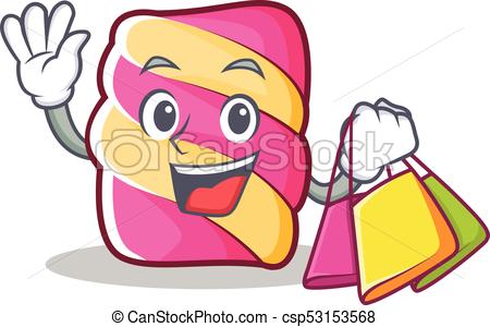 450x300 Shopping Marshmallow Character Cartoon Style Vector Clip Art