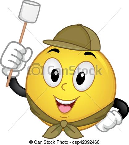 418x470 Smiley Scout Marshmallow Camp. Mascot Illustration Of A Clip