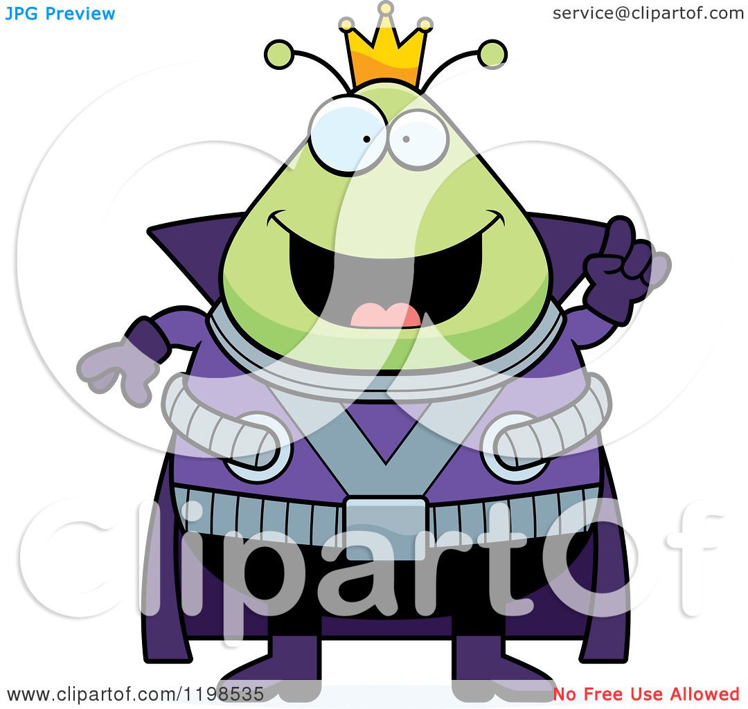 1080x1024 Cartoon Of A Smart Chubby Martian Alien King With An Idea