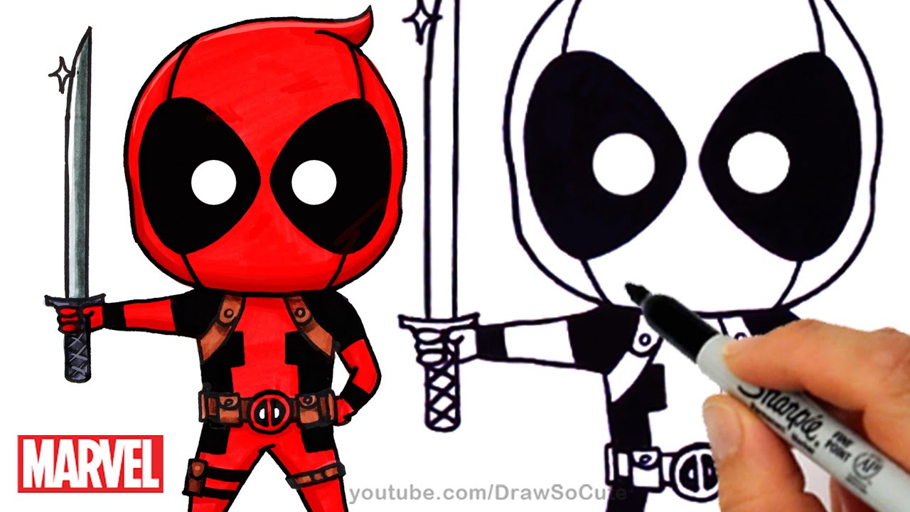 1280x720 How To Draw + Color Deadpool Chibi Step By Step Marvel Superhero