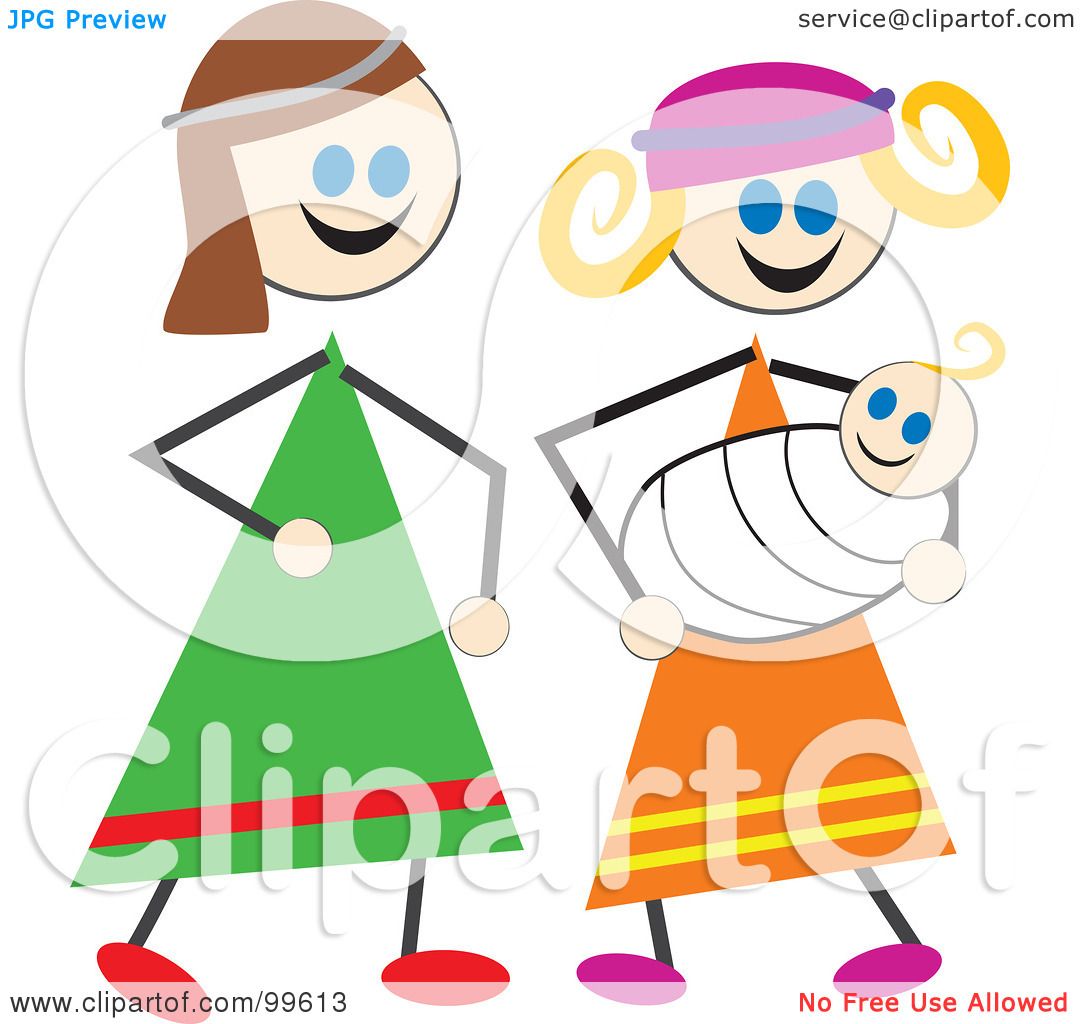 1080x1024 Royalty Free (Rf) Clipart Illustration Of A Stick Children Dressed