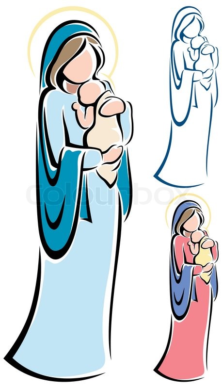 458x800 Virgin Mary And Baby Jesus Stock Vector Colour Jpg