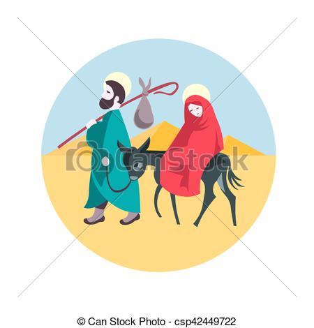 450x470 Mary And Joseph Flee To Egypt Nativity Jesus Illustration Vector