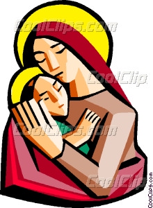220x300 Mother Mary With Baby Jesus Vector Clip Art