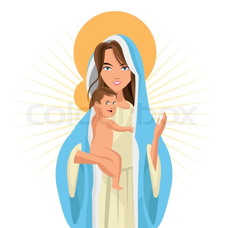 800x800 Baby Jesus And Mary Clip Art. Eps Vectors Of Religion Stamp