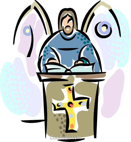444x480 Minister Giving Sunday Mass Royalty Free Vector Clip Art