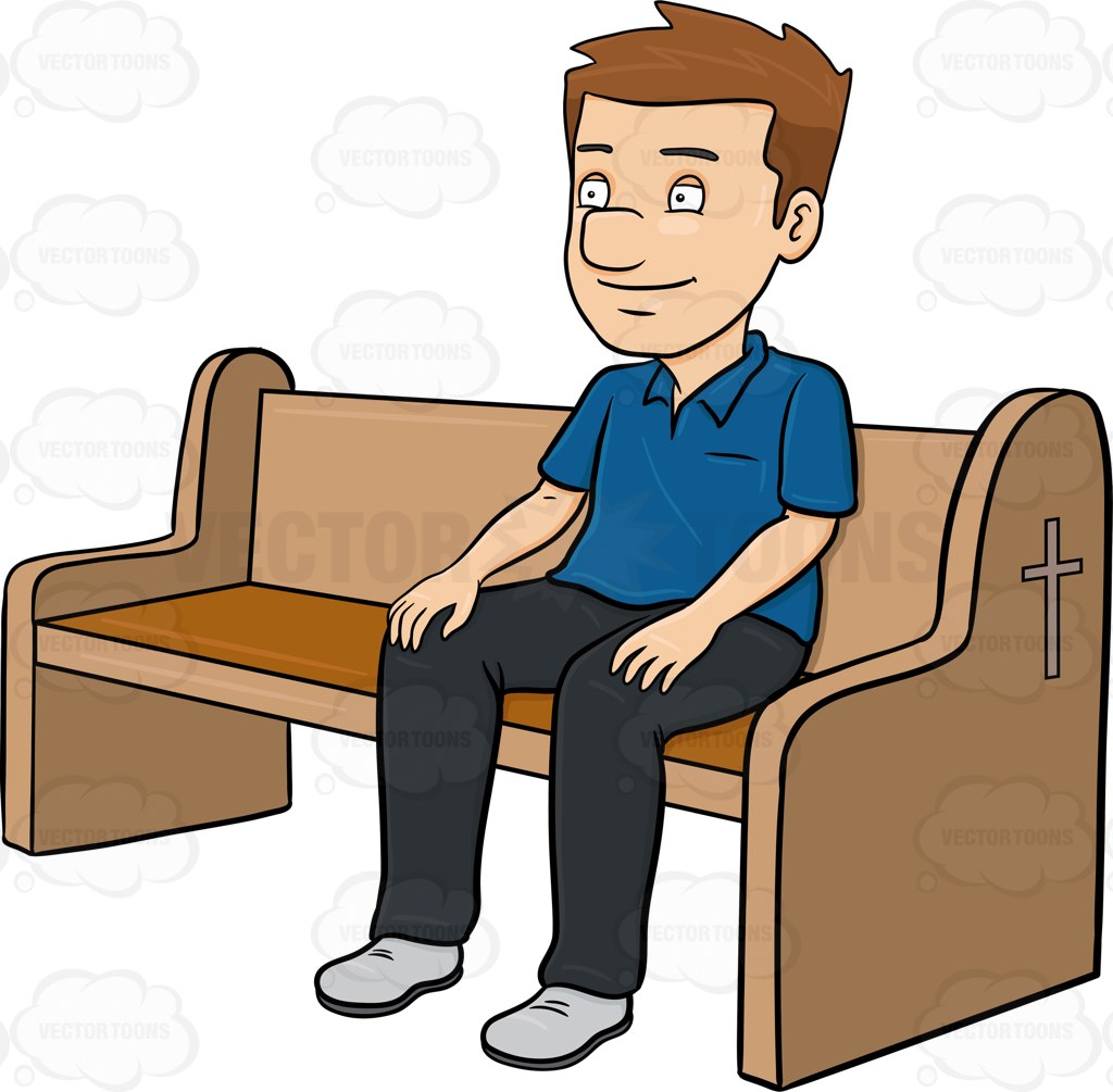 1024x1005 A Man Listening To The Gospel While Attending Mass Cartoon Clipart