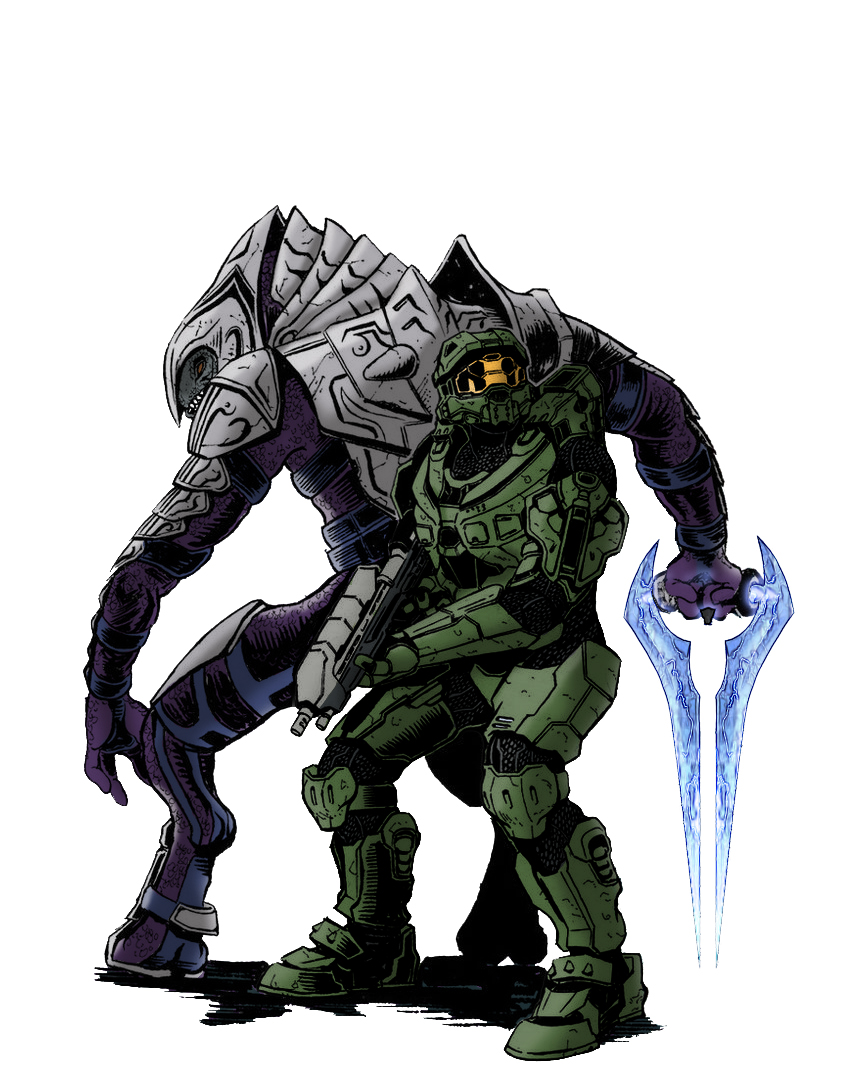 844x1080 Halo Line Art Color Rendered Halofanforlife