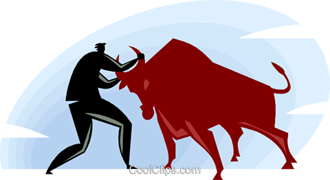 480x262 Businessman Wrestling A Bull Royalty Free Vector Clip Art
