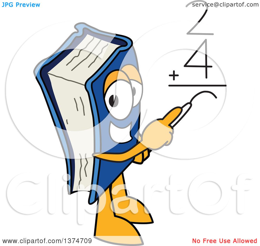1080x1024 Clipart Of A Blue Book Mascot Character Solving A Math Addition