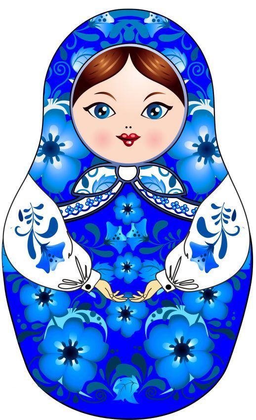 518x848 Matryoshka Russian Nesting Doll. Clip Art. Blue And Folk