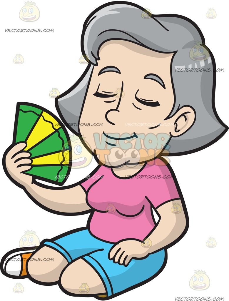 779x1024 A Mature Woman Cools Down With A Fan