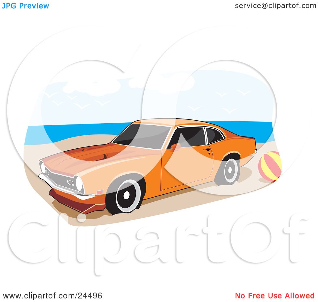 1080x1024 Clipart Illustration Of An Orange 1972 Ford Maverick Muscle Car