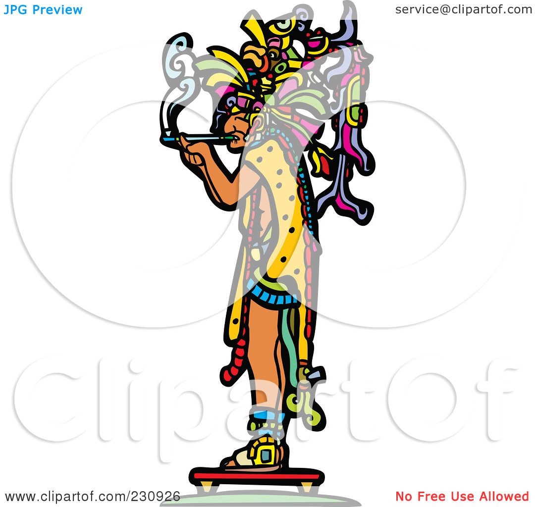 1080x1024 Royalty Free (Rf) Clipart Illustration Of A Mayan King Smoking