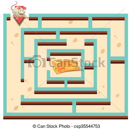 450x434 Maze Template With Mouse And Cheese Illustration.