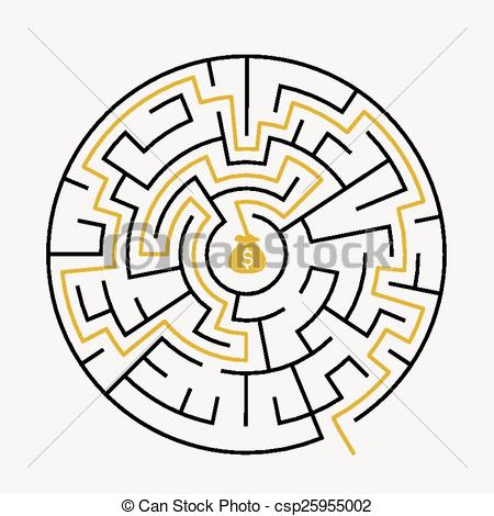 450x470 Simple Round Maze With Money Icon Vector Clip Art Royalty Free. 3