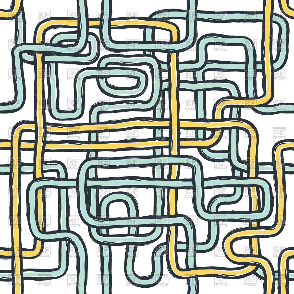 1200x1200 Tangled Pipes, Hand Drawn Seamless Pattern Royalty Free Vector