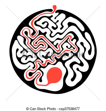 450x470 Black Vector Maze, Round Labyrinth Illustration With Vectors
