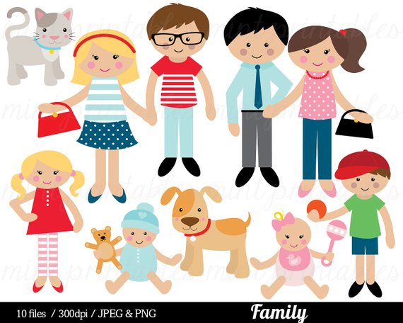 570x456 Family Clipart, Family Clip Art, Mom Mum Dad Cat Dog Baby Boy Girl
