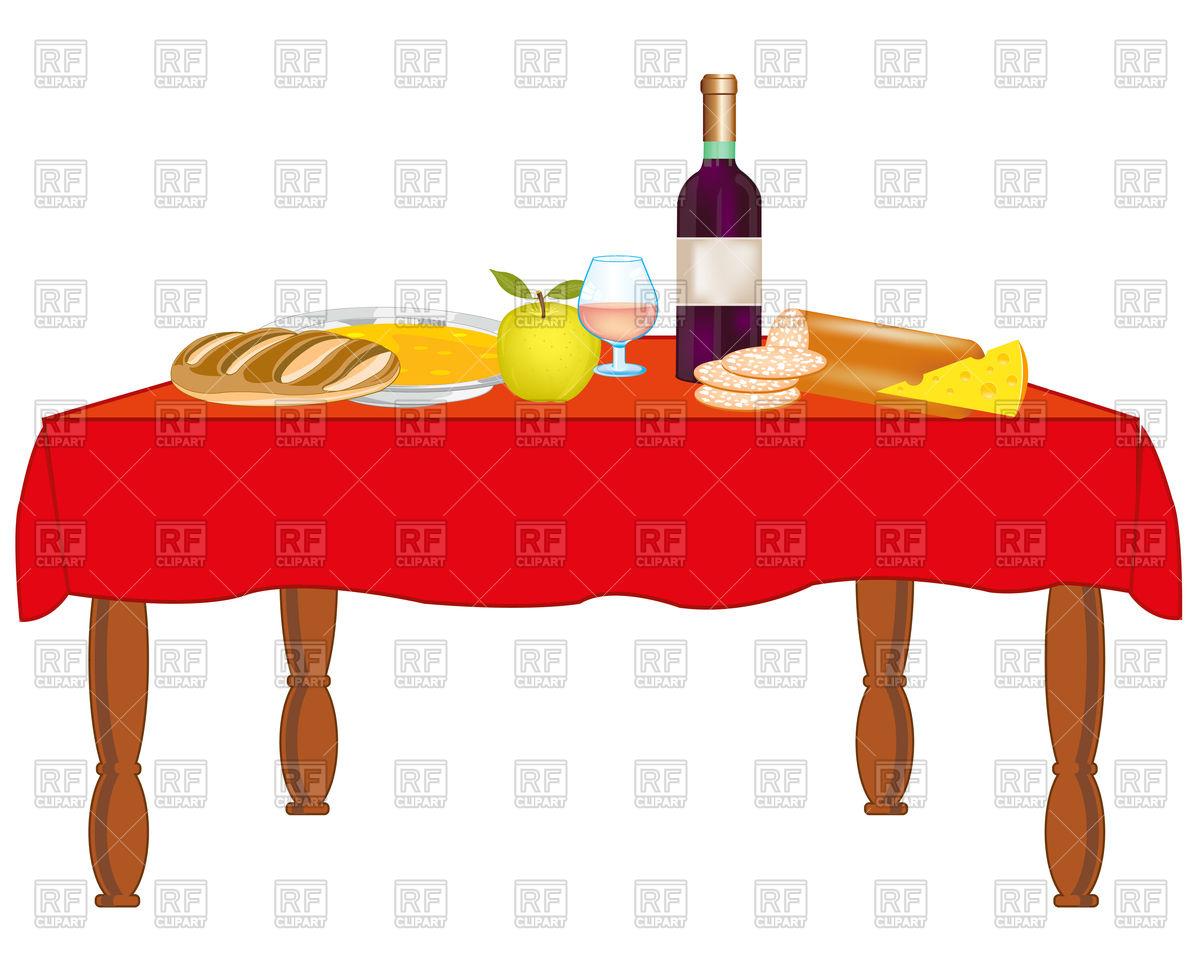 1200x960 Covered Table With Meal And Drink Royalty Free Vector Clip Art