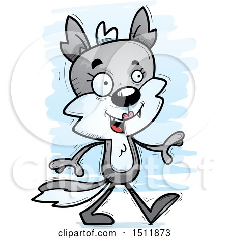 450x470 Clipart Of A Happy Walking Female Wolf