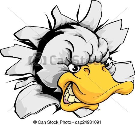 450x415 Duck Sports Mascot Breakthrough. A Mean Looking Duck Animal Eps