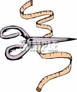 252x300 Royalty Free Clipart Image A Pair Of Scissors With Measuring Tape