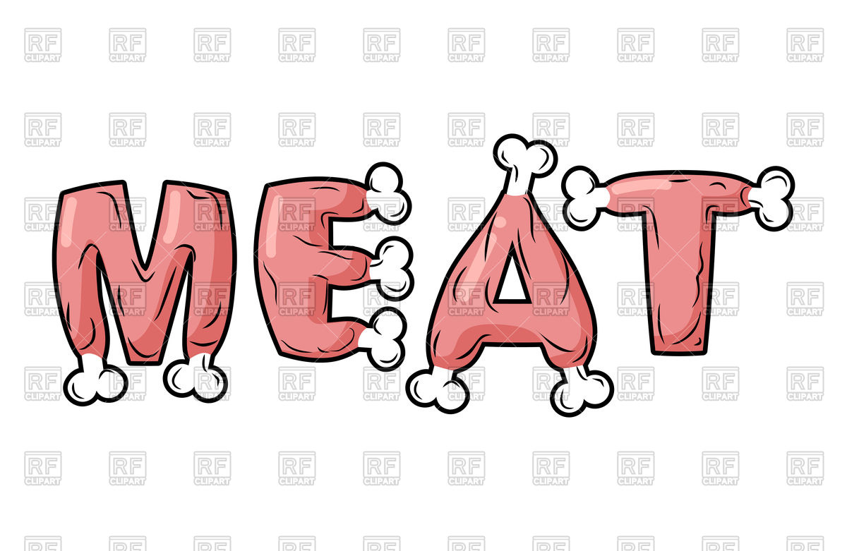 1200x781 Meat Lettring. Steak On Text Of Bones. Royalty Free Vector Clip