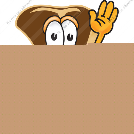 450x450 Clip Art Graphic Of A Beef Steak Meat Mascot Character Waving