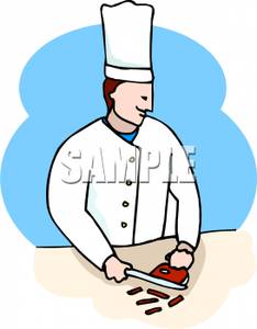 234x300 Clip Art Image A Chef Chopping Meat