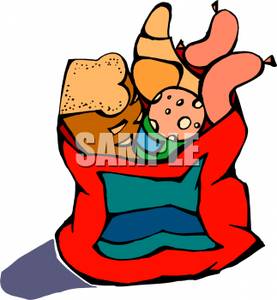 277x300 Clip Art Image Bread And Meat In A Grocery Bag