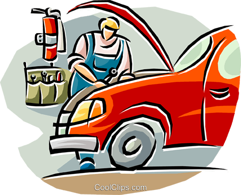 480x388 Auto Mechanic Working On A Car Royalty Free Vector Clip Art