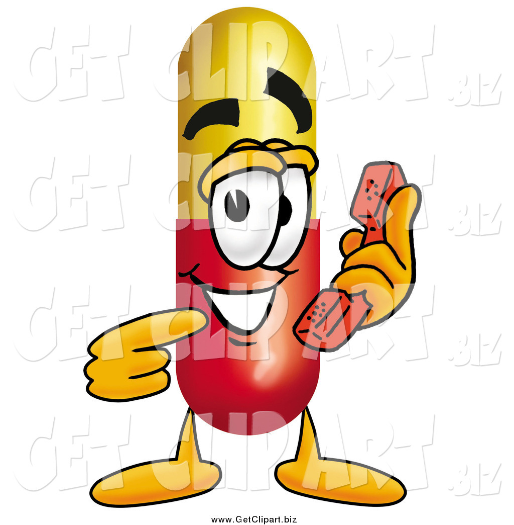 1024x1044 Clip Art Of A Medicine Pill Mascot Holding A Telephone By
