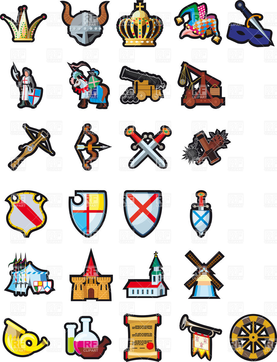 917x1200 Medieval And Knighthood Icons Royalty Free Vector Clip Art Image