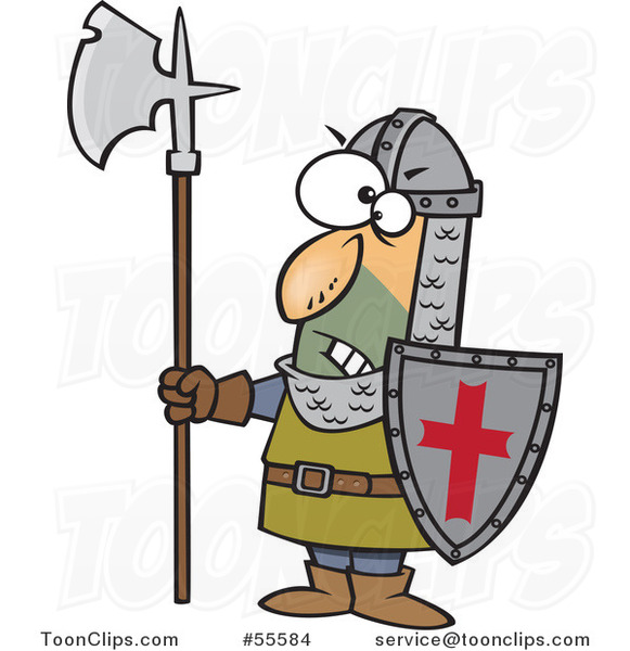 581x600 Cartoon Angry Medieval Castle Guard With An Axe And Shield