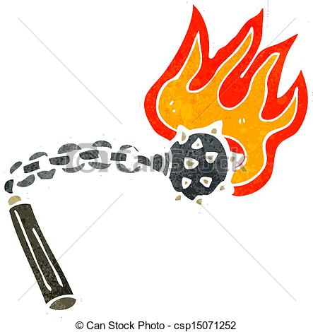 443x470 Retro Cartoon Medieval Mace Clipart Vector