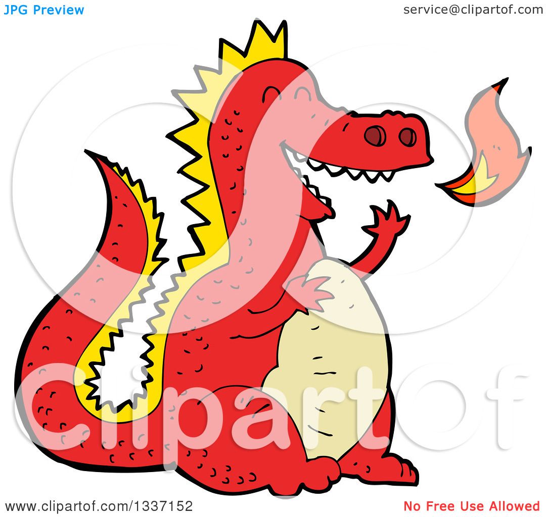 1080x1024 Clipart Of A Cartoon Red Fire Breathing Dragon