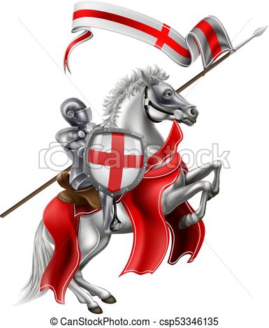 385x470 Saint George Medieval Knight On Horse. St George Patron Vectors