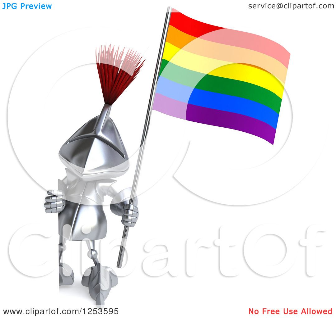 1080x1024 Clipart Of 3d Medieval Knight Holding Rainbow Flaground
