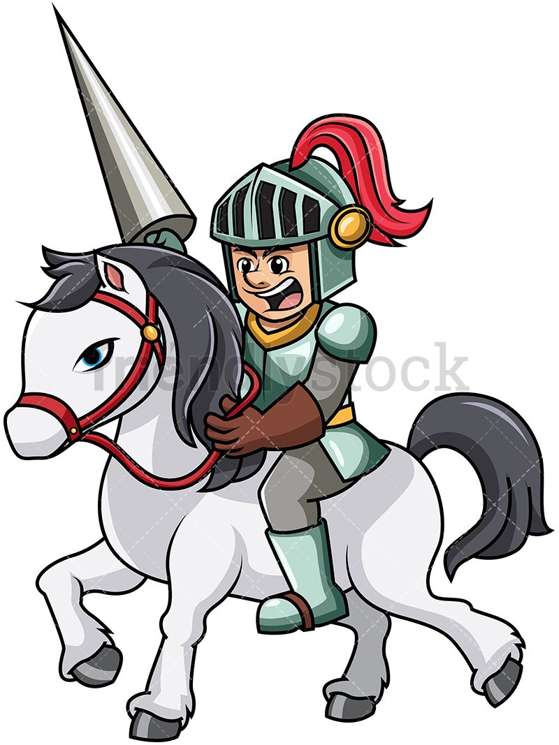 800x1067 Knight Charging With Horse Cartoon Vector Clipart